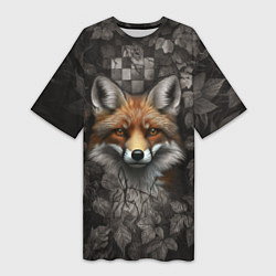 Футболка женская длинная Внимательный лис, цвет: 3D-принт