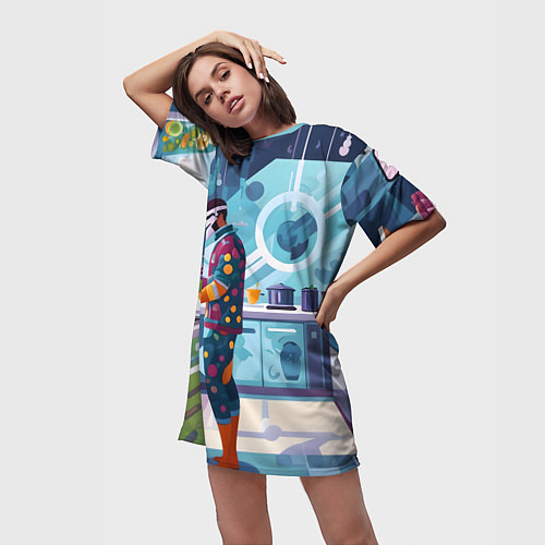 Женская длинная футболка Здоровое питание / 3D-принт – фото 3