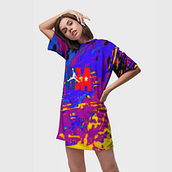 Футболка женская длинная NBA краски неон, цвет: 3D-принт — фото 2