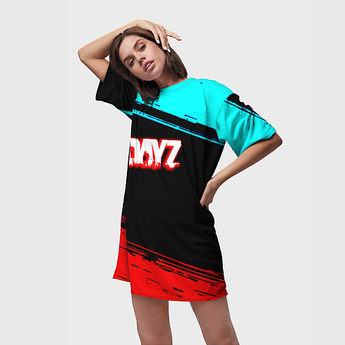 Женская длинная футболка Dayz neon color / 3D-принт – фото 3
