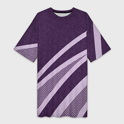 Футболка женская длинная Фиолетовый абстрактный с полосой, цвет: 3D-принт