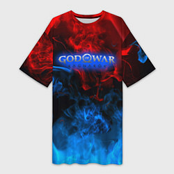 Футболка женская длинная God of War битва огня, цвет: 3D-принт