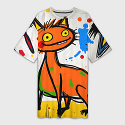 Футболка женская длинная Смешные зверята, цвет: 3D-принт
