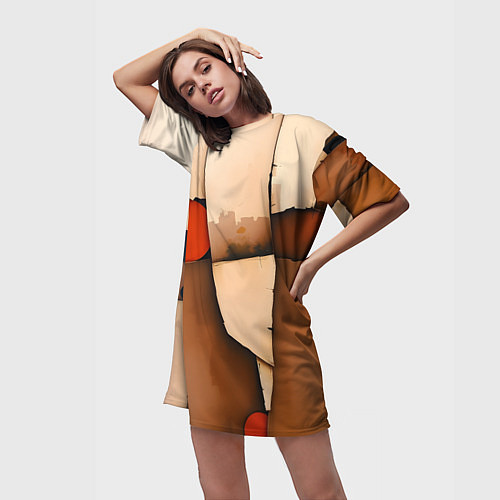 Женская длинная футболка Фрагментированная композиция / 3D-принт – фото 3