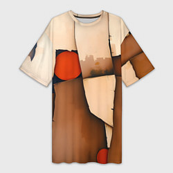 Футболка женская длинная Фрагментированная композиция, цвет: 3D-принт