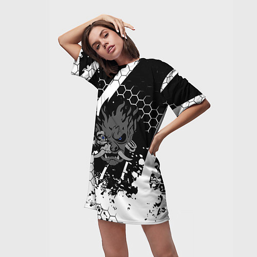 Женская длинная футболка Samurai соты краски / 3D-принт – фото 3