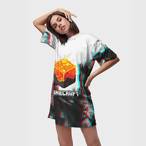 Женская длинная футболка Minecraft glitch / 3D-принт – фото 3