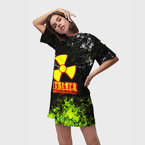 Женская длинная футболка Stalker брызги красок / 3D-принт – фото 3