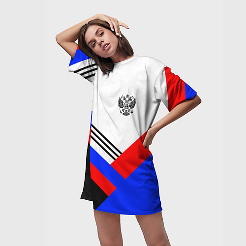 Женская длинная футболка Герб России - минимализм / 3D-принт – фото 3