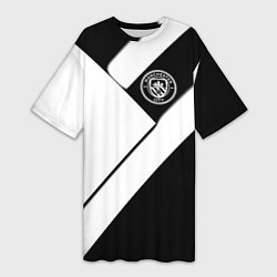 Футболка женская длинная Манчестер Юнайтед геометрия, цвет: 3D-принт