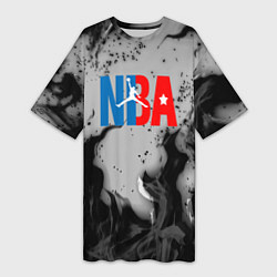 Футболка женская длинная NASA неоновый огонь, цвет: 3D-принт