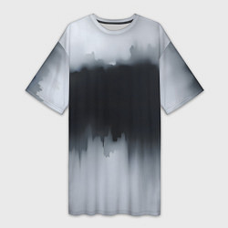 Футболка женская длинная Разводы черной краски, цвет: 3D-принт