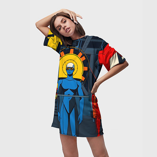 Женская длинная футболка Ретро фантастика / 3D-принт – фото 3