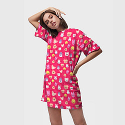 Футболка женская длинная Skzoo pattern pink, цвет: 3D-принт — фото 2