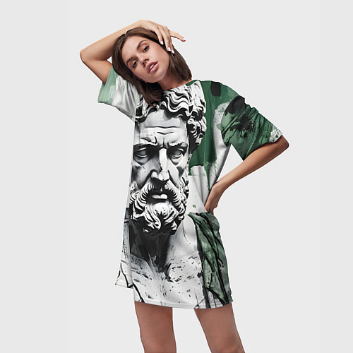 Женская длинная футболка Зарисовка античной статуи / 3D-принт – фото 3