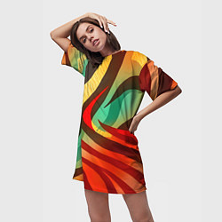 Футболка женская длинная Жаркая полосатая абстракция, цвет: 3D-принт — фото 2