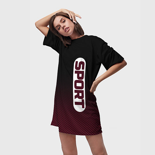 Женская длинная футболка Sport чёрно-розовый текстурный градиент / 3D-принт – фото 3