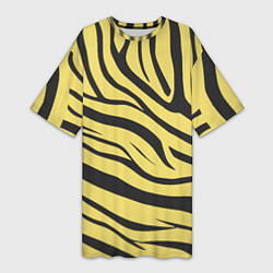 Футболка женская длинная Светлый тигровый паттерн, цвет: 3D-принт