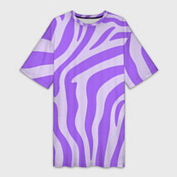 Футболка женская длинная Лавандовый тигровый паттерн, цвет: 3D-принт