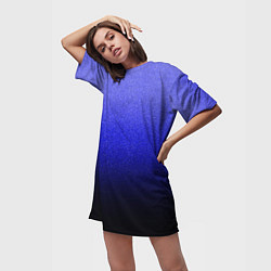Футболка женская длинная Градиент индиго из синего в чёрный, цвет: 3D-принт — фото 2