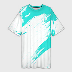 Женская длинная футболка Color white light blue