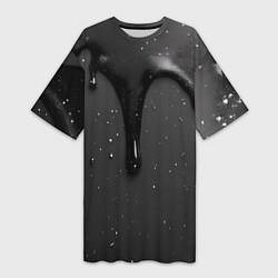 Футболка женская длинная Черная текстура - хром, цвет: 3D-принт