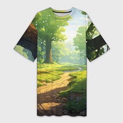 Футболка женская длинная Fabulous forest, цвет: 3D-принт