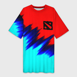 Футболка женская длинная Dota краски, цвет: 3D-принт