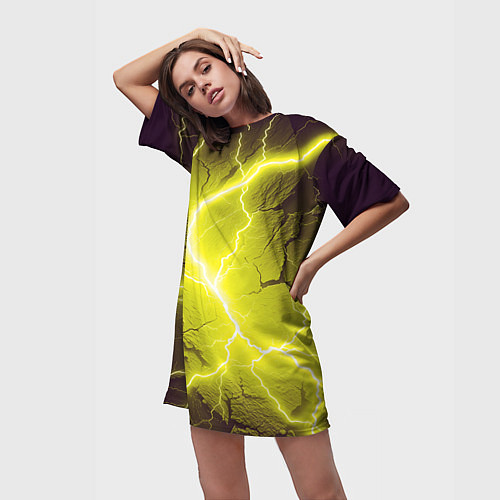 Женская длинная футболка Color yellow black / 3D-принт – фото 3