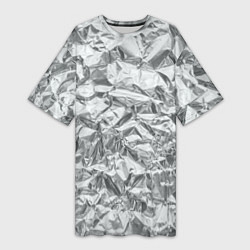 Женская длинная футболка Серебряная фольга - мятая текстура