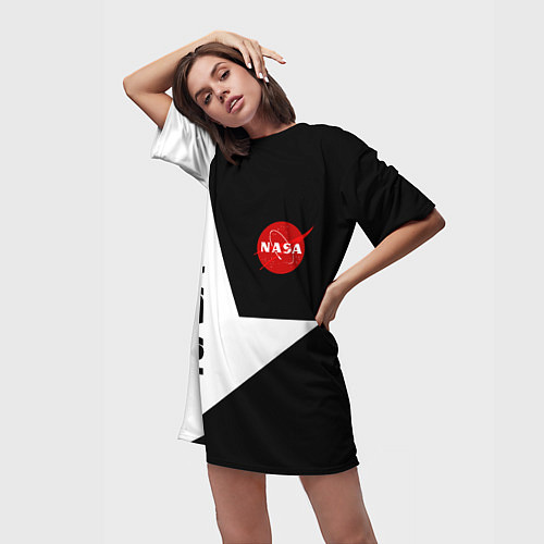 Женская длинная футболка Nasa текстура геометрия / 3D-принт – фото 3