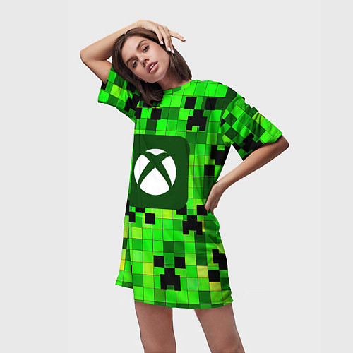 Женская длинная футболка Minecraft xbox / 3D-принт – фото 3
