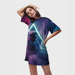Футболка женская длинная Космос фиолетовый стиль, цвет: 3D-принт — фото 2