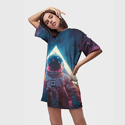 Футболка женская длинная Космонавт на чужой планете, цвет: 3D-принт — фото 2