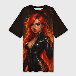 Футболка женская длинная Пламенная Мавуика - Genshin Impact, цвет: 3D-принт
