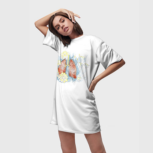 Женская длинная футболка Легкое дыхание / 3D-принт – фото 3