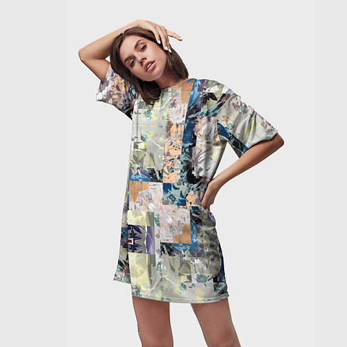 Женская длинная футболка Цветочная геометрическая абстракция / 3D-принт – фото 3