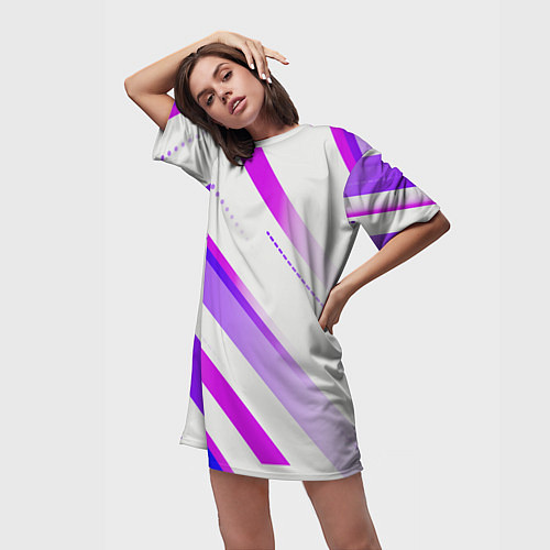 Женская длинная футболка Color white pink / 3D-принт – фото 3