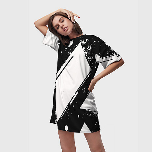 Женская длинная футболка Color black white / 3D-принт – фото 3