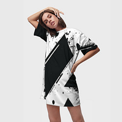 Футболка женская длинная Color black white, цвет: 3D-принт — фото 2