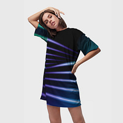 Футболка женская длинная Color black blue, цвет: 3D-принт — фото 2