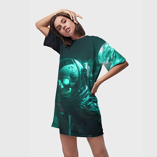 Женская длинная футболка Скелет в космосе / 3D-принт – фото 3