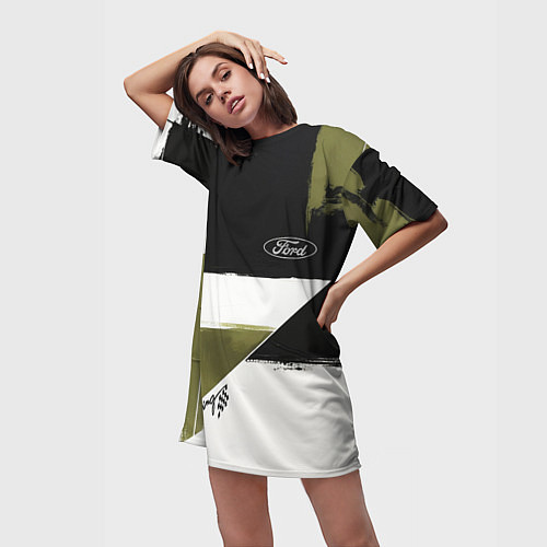 Женская длинная футболка Ford эмблема / 3D-принт – фото 3