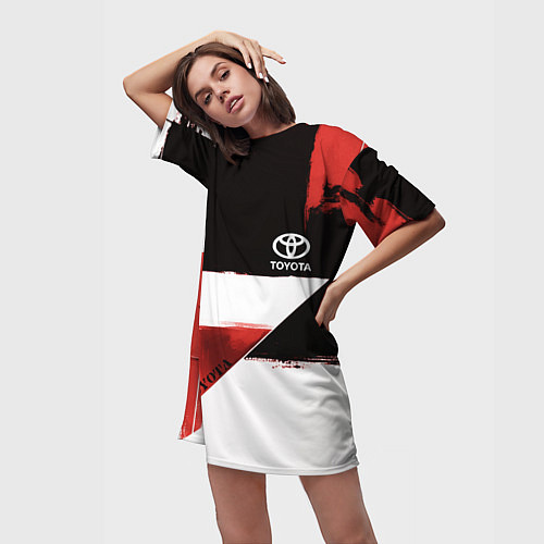 Женская длинная футболка Toyota логотип / 3D-принт – фото 3
