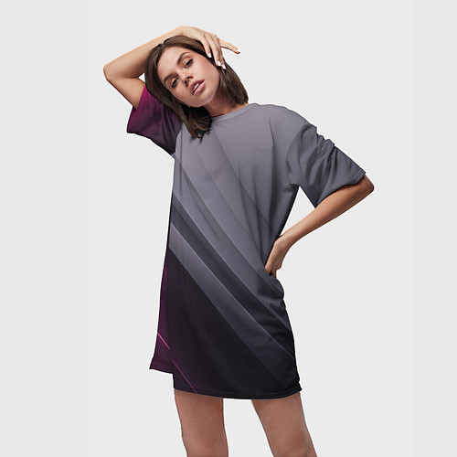 Женская длинная футболка Color black grey / 3D-принт – фото 3