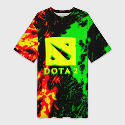 Футболка женская длинная Dota 2 кислотные краски, цвет: 3D-принт