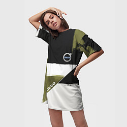 Футболка женская длинная Volvo логотип, цвет: 3D-принт — фото 2