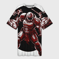 Футболка женская длинная Doom red guardian, цвет: 3D-принт