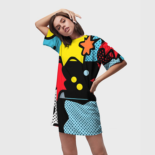 Женская длинная футболка Поп абстракция / 3D-принт – фото 3