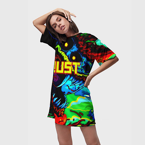 Женская длинная футболка Rust hyperbeast / 3D-принт – фото 3